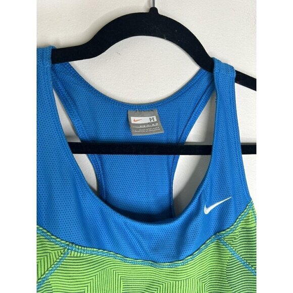 Nike Womens Green Blue Built in Bra Racerback Tank Top Size Medium (8/10) - Picture 9 of 9